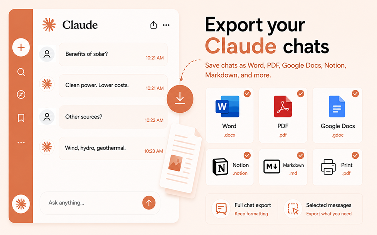 Chat Exporter for Claude — Export Claude chats preview
