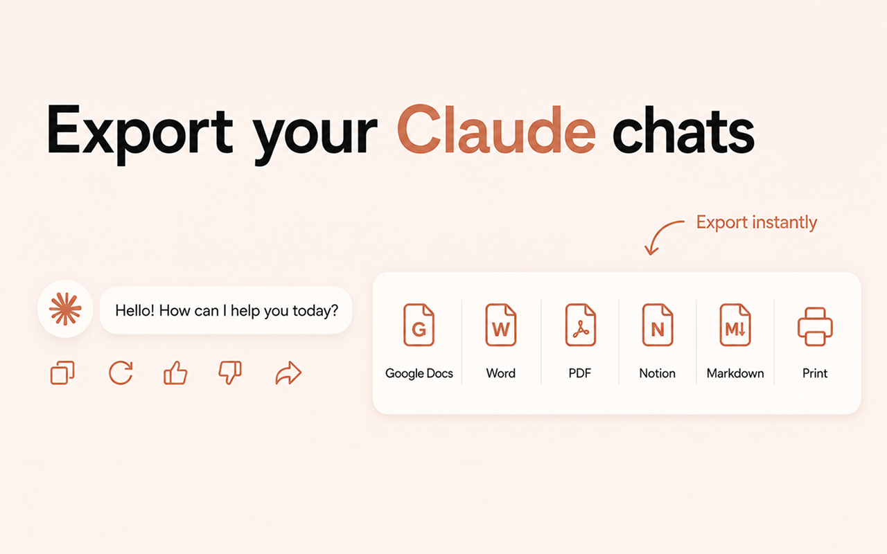 Export buttons appearing directly in Claude chat interface