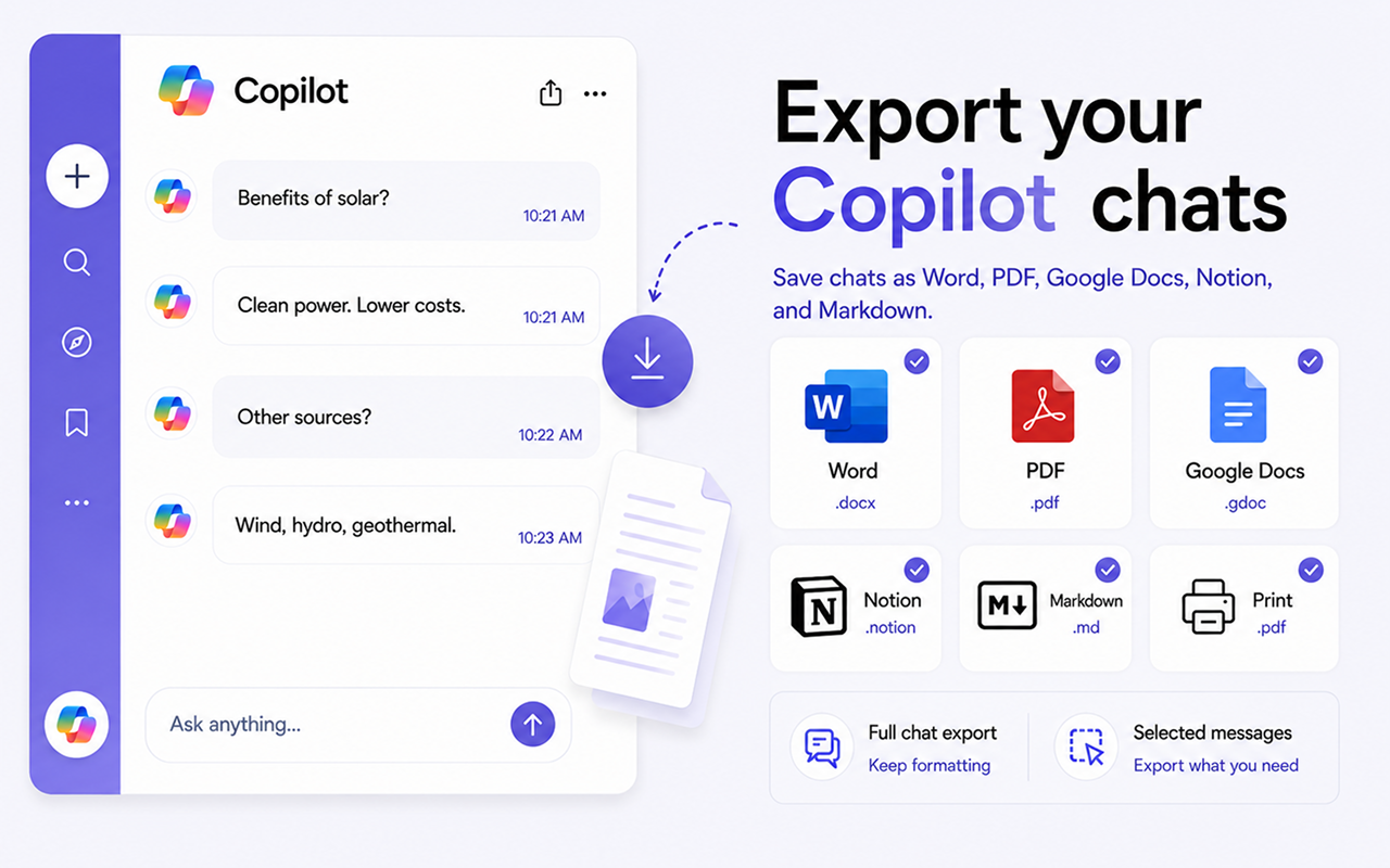 Chat Exporter for Microsoft Copilot — Export Copilot chats preview