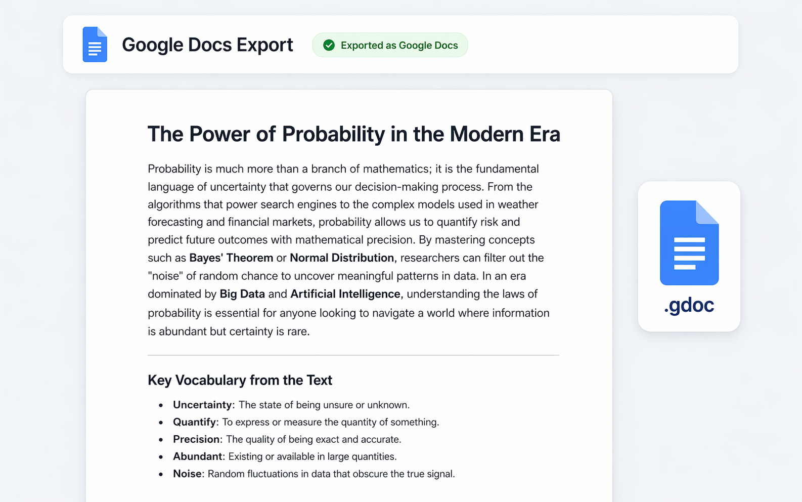 Export Copilot chat to Google Docs